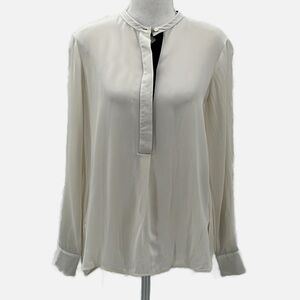 Vince 100% Silk Color Tipped Long Sleeve Blouse - Size XS